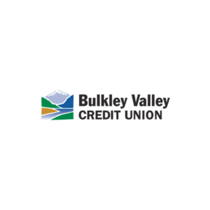 Bulkley Valley Credit Union logo featuring stylized mountains, a river, and fields in blue, green, and gold, with the organization’s name in bold black text to the right of the graphic.
