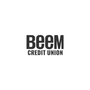 Logo for BEEM Credit Union with bold black text on a white background. The word BEEM is in large, uppercase letters above the smaller words CREDIT UNION.